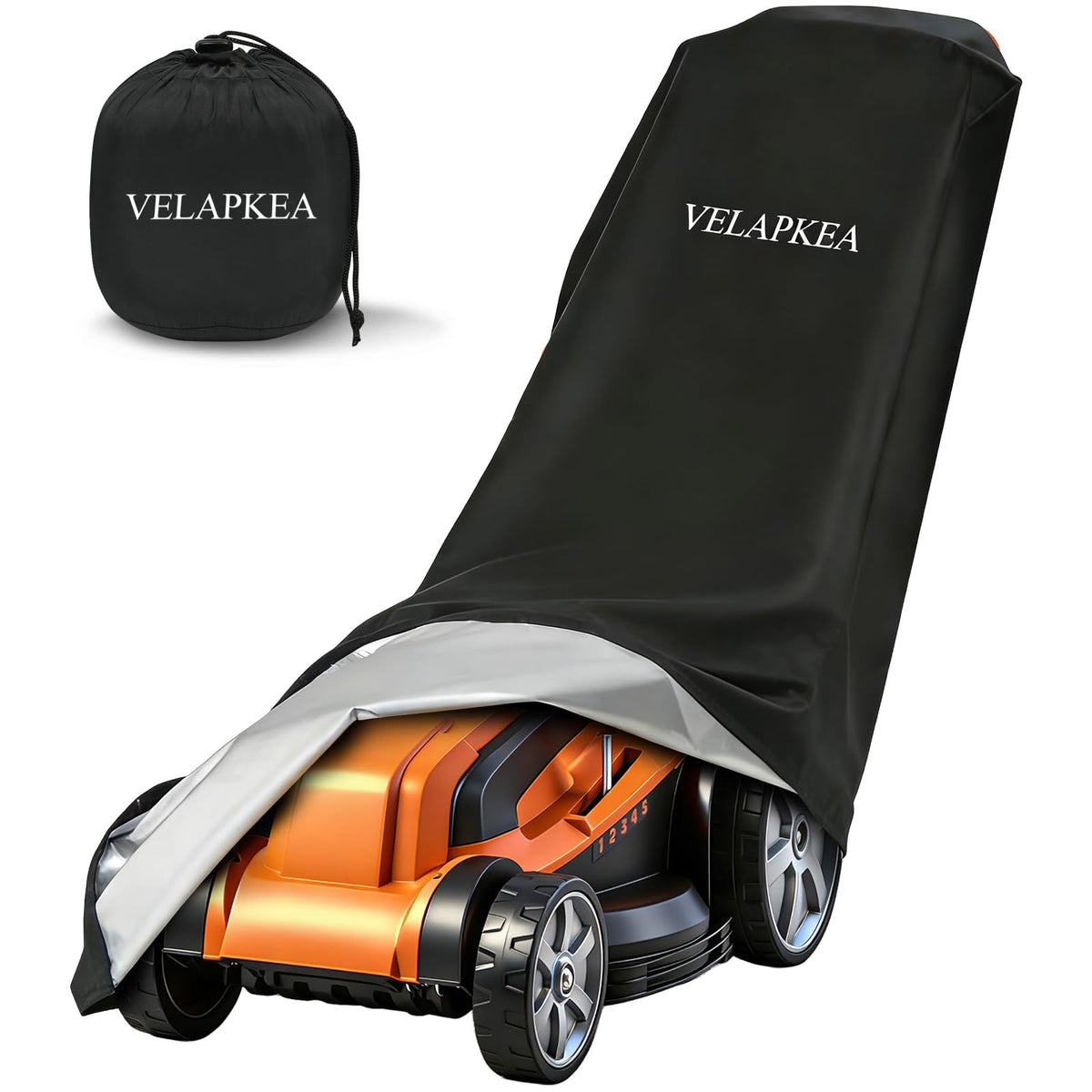 VELAPKEA push lawn mower cover with universal fit protects mowers outdoors.