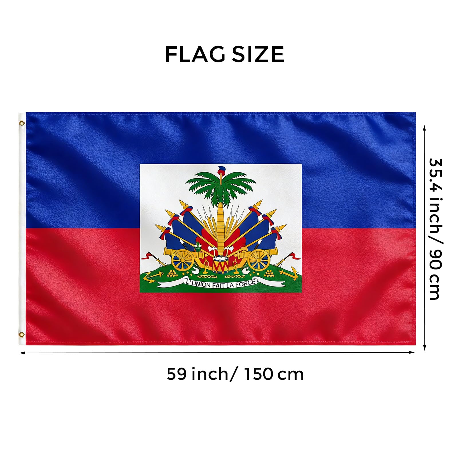 VELIFFCO Haiti flag with reinforced brass grommets for secure pole mounting.