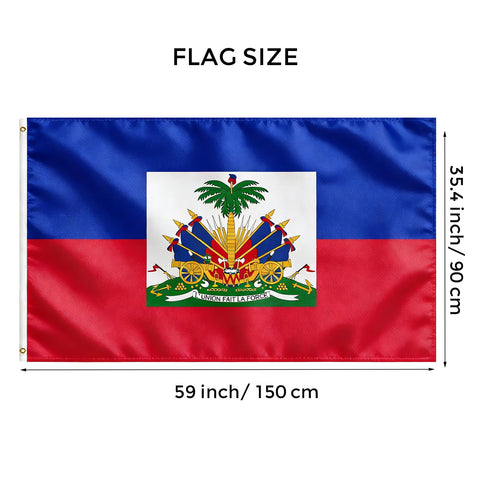 VELIFFCO Haiti flag with reinforced brass grommets for secure pole mounting.