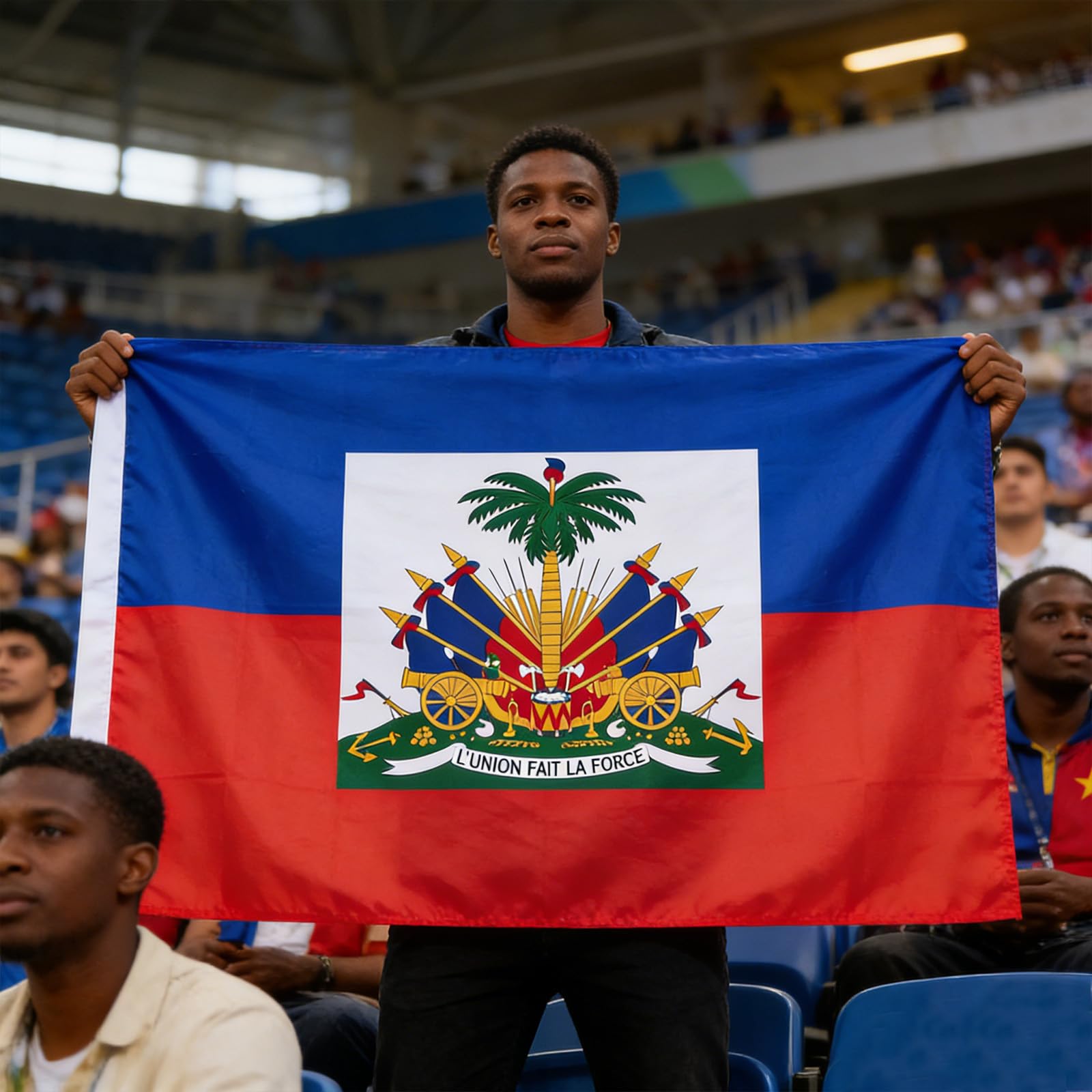 VELIFFCO Haiti flag fade-resistant printing preserves vivid colors.