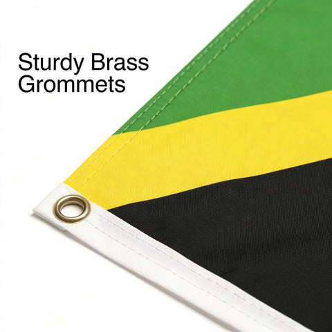 VELIFFCO Jamaica flag polyester fabric close-up showing wrinkle resistance for travel.