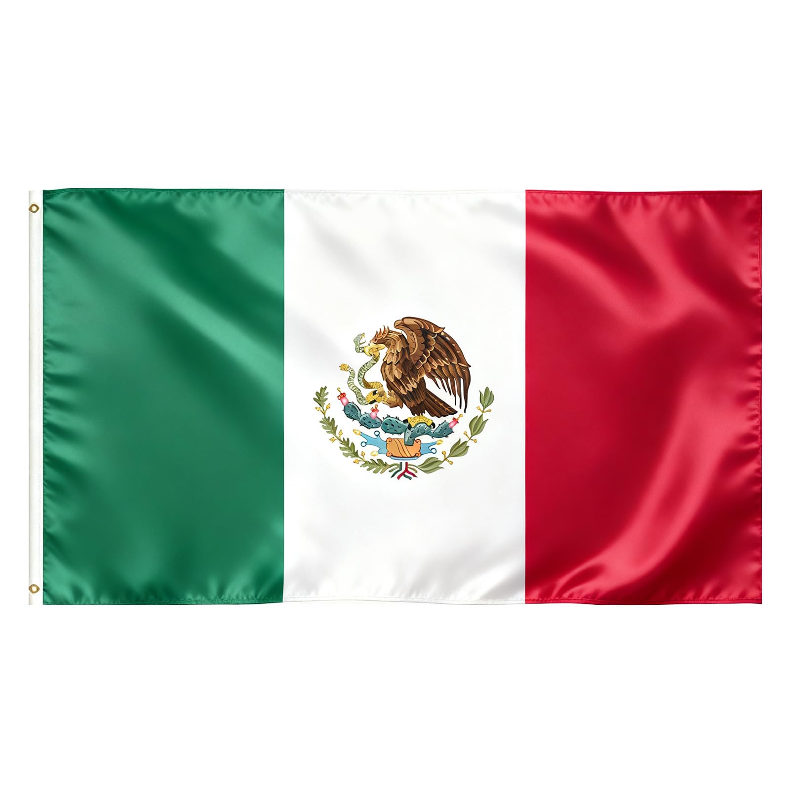 VELIFFCO Mexican flag 3x5ft brass-grommets for easy flagpole display.