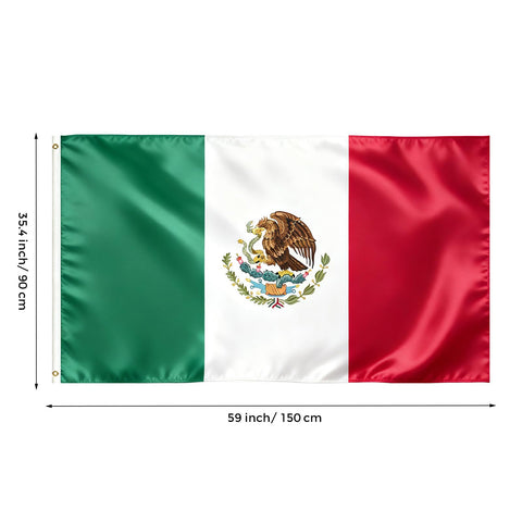 VELIFFCO Mexican flag polyester fabric for durable outdoor use.
