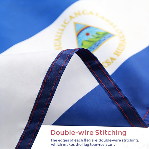 VELIFFCO Nicaragua flag polyester material offers wrinkle resistance for neat setups