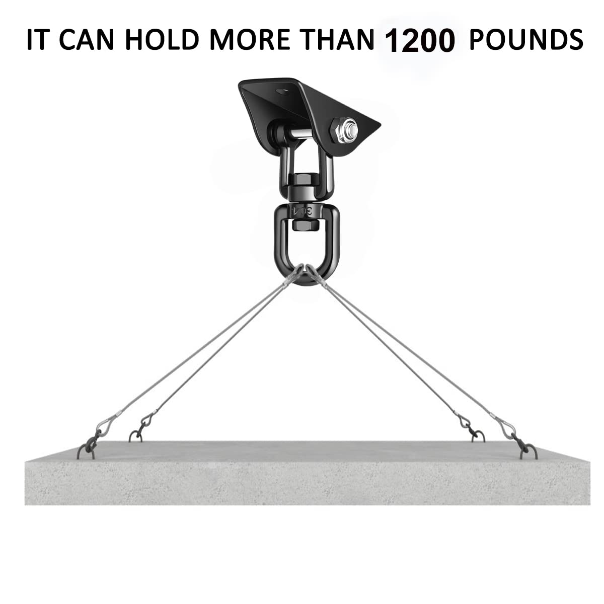Velomill swivel assembly emphasizes quiet 360-degree rotation for indoor or outdoor swings.