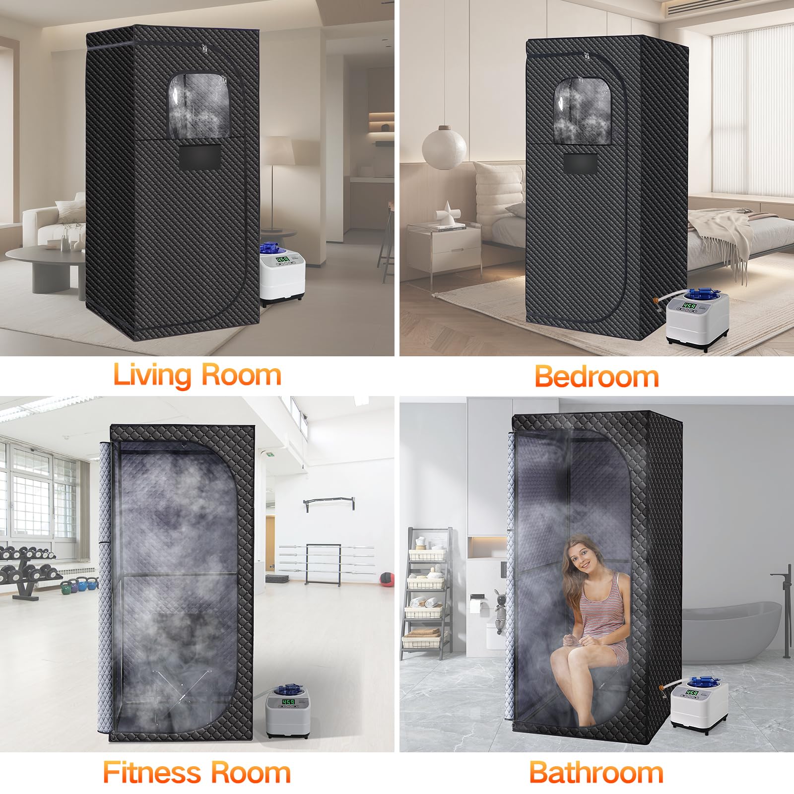 Veloqore portable sauna control panel close-up featuring 9-level temperature control for personalized heat.