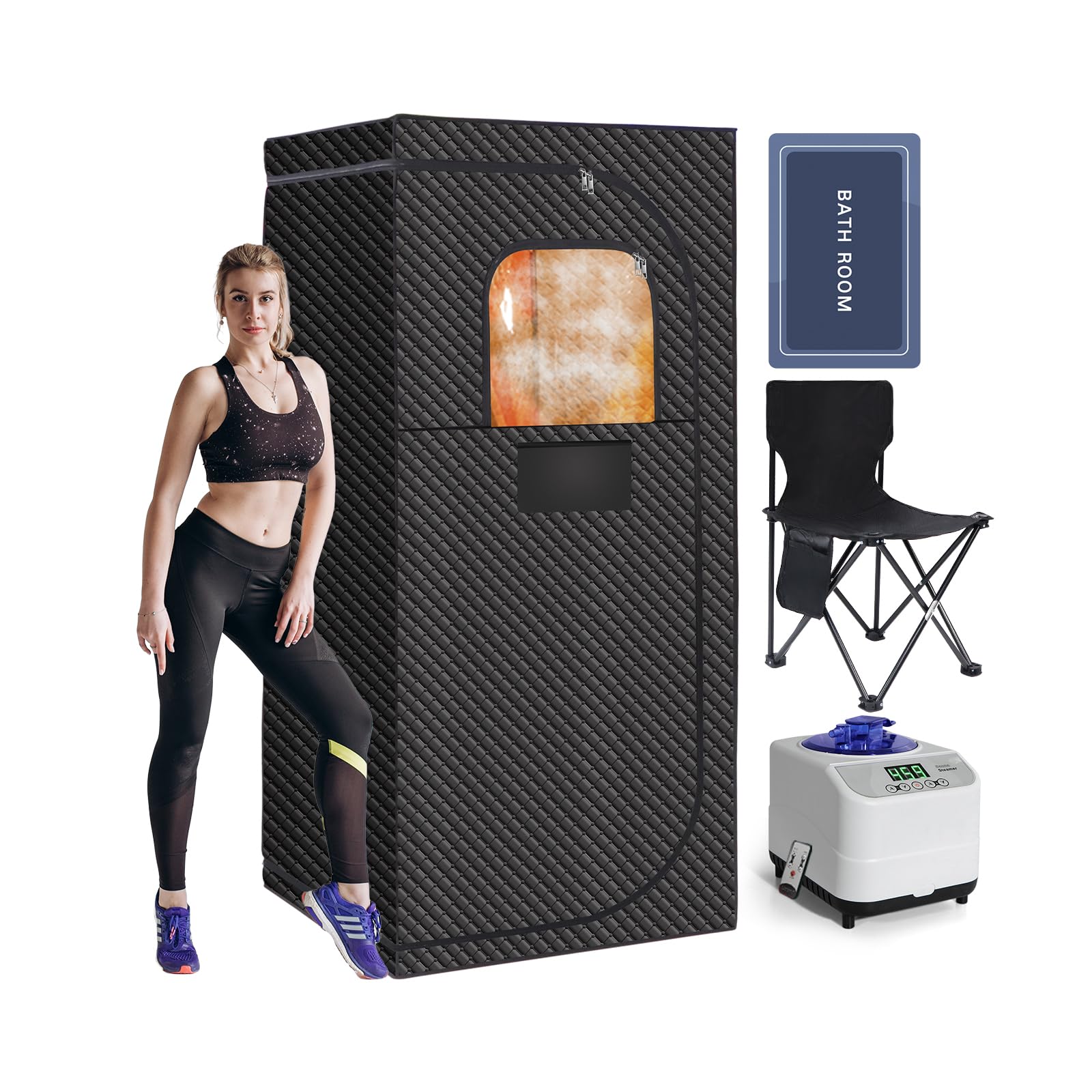 Veloqore portable sauna front view highlighting spacious interior for full-body relaxation.