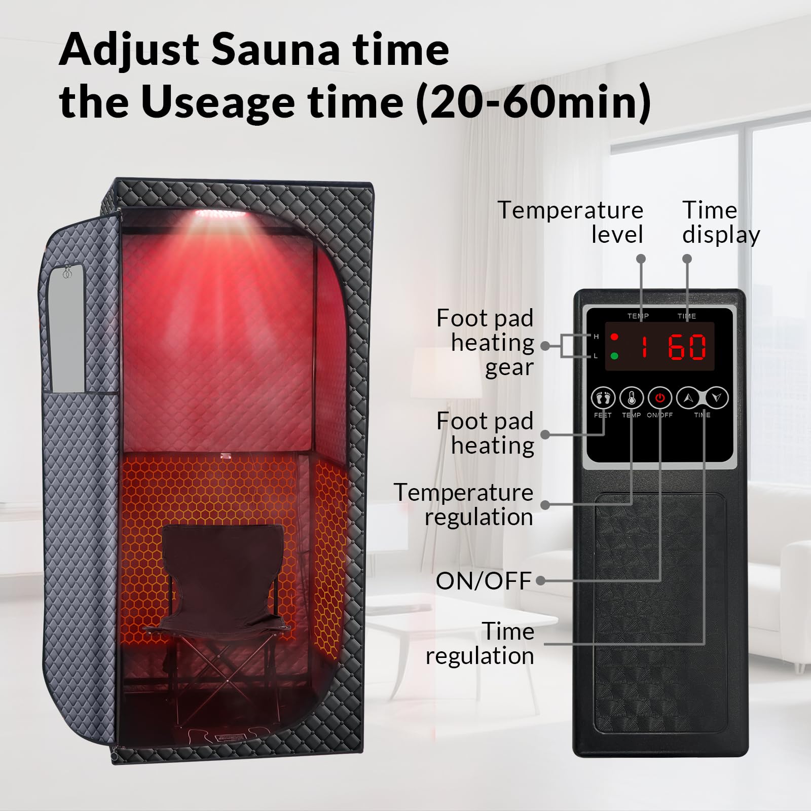 Veloqore spacious sauna tent offers full-body coverage for relaxing sessions.
