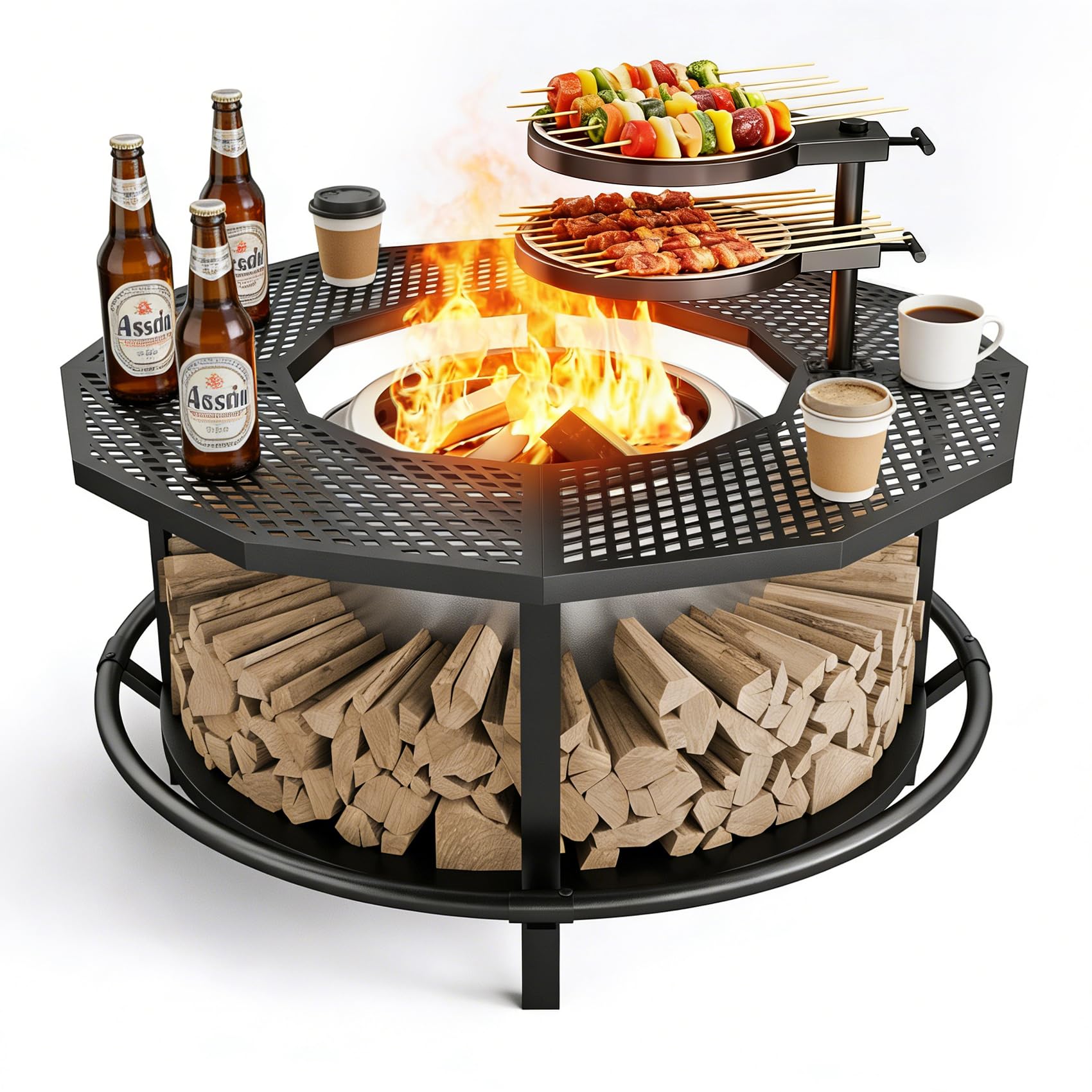 VELUVIA fire pit surround tabletop safety rail protects kids and pets during gatherings.