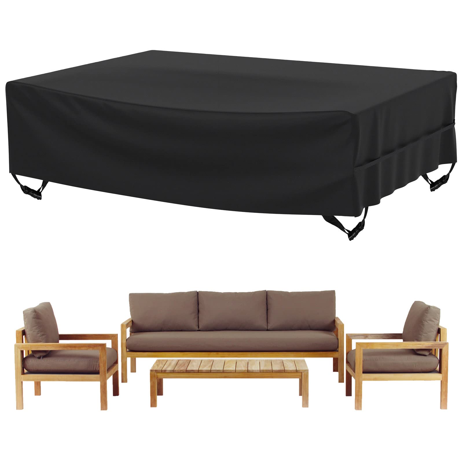 Velway 108inch patio cover with windproof buckles protects outdoor furniture from rain