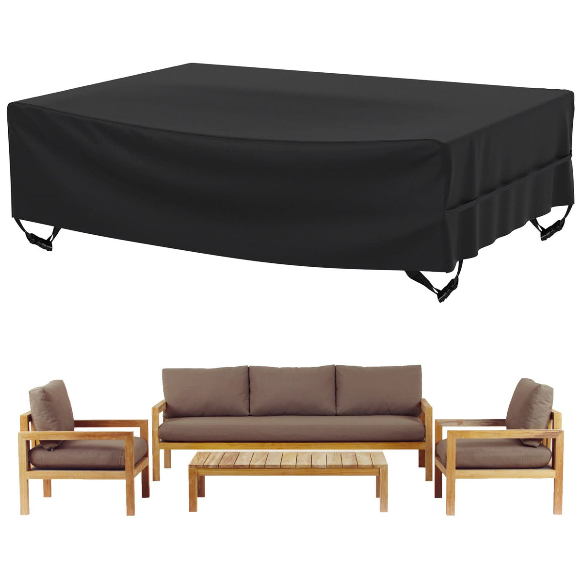 Velway 108inch patio cover with windproof buckles protects outdoor furniture from rain