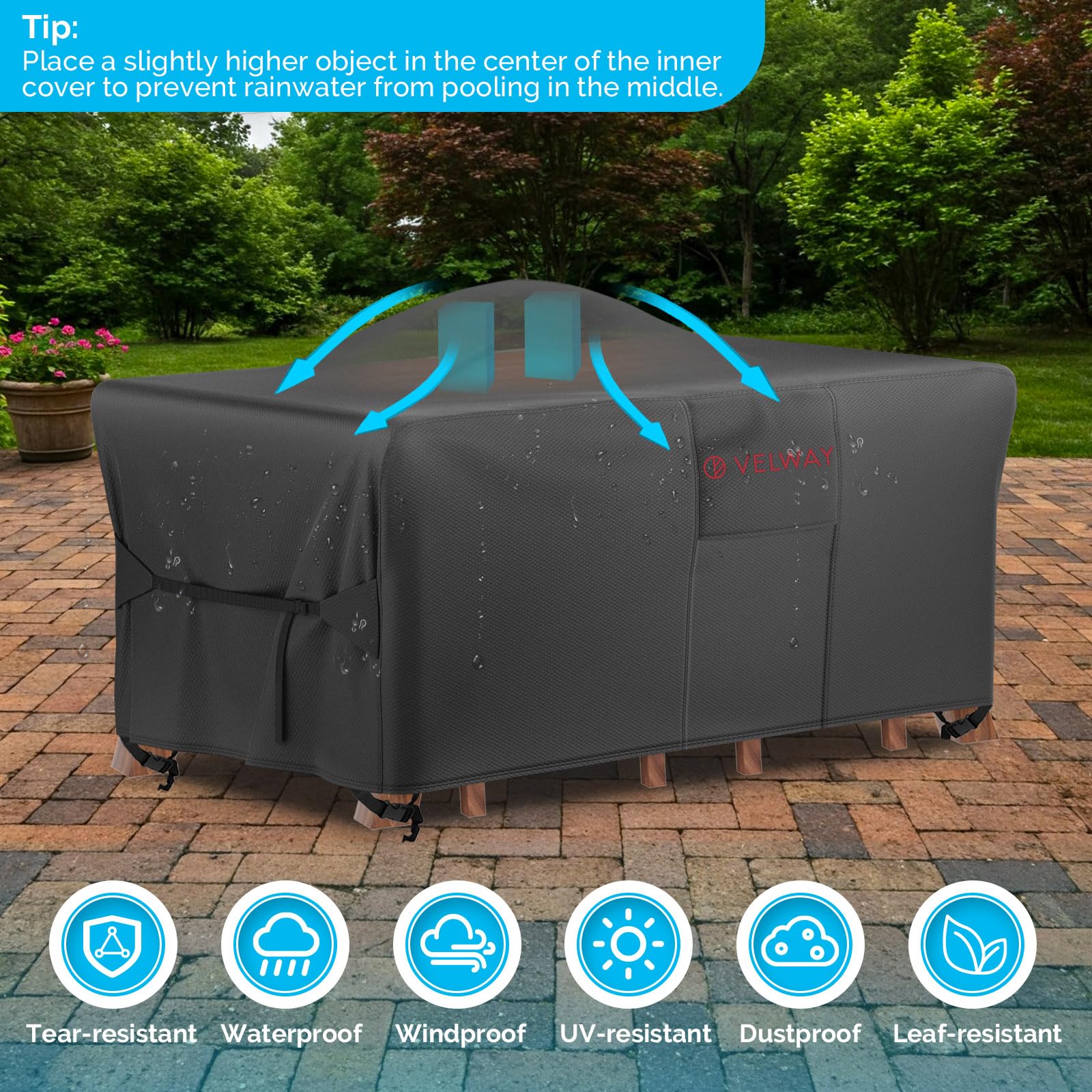 Velway durable cover supports long-term storage and seasonal protection.