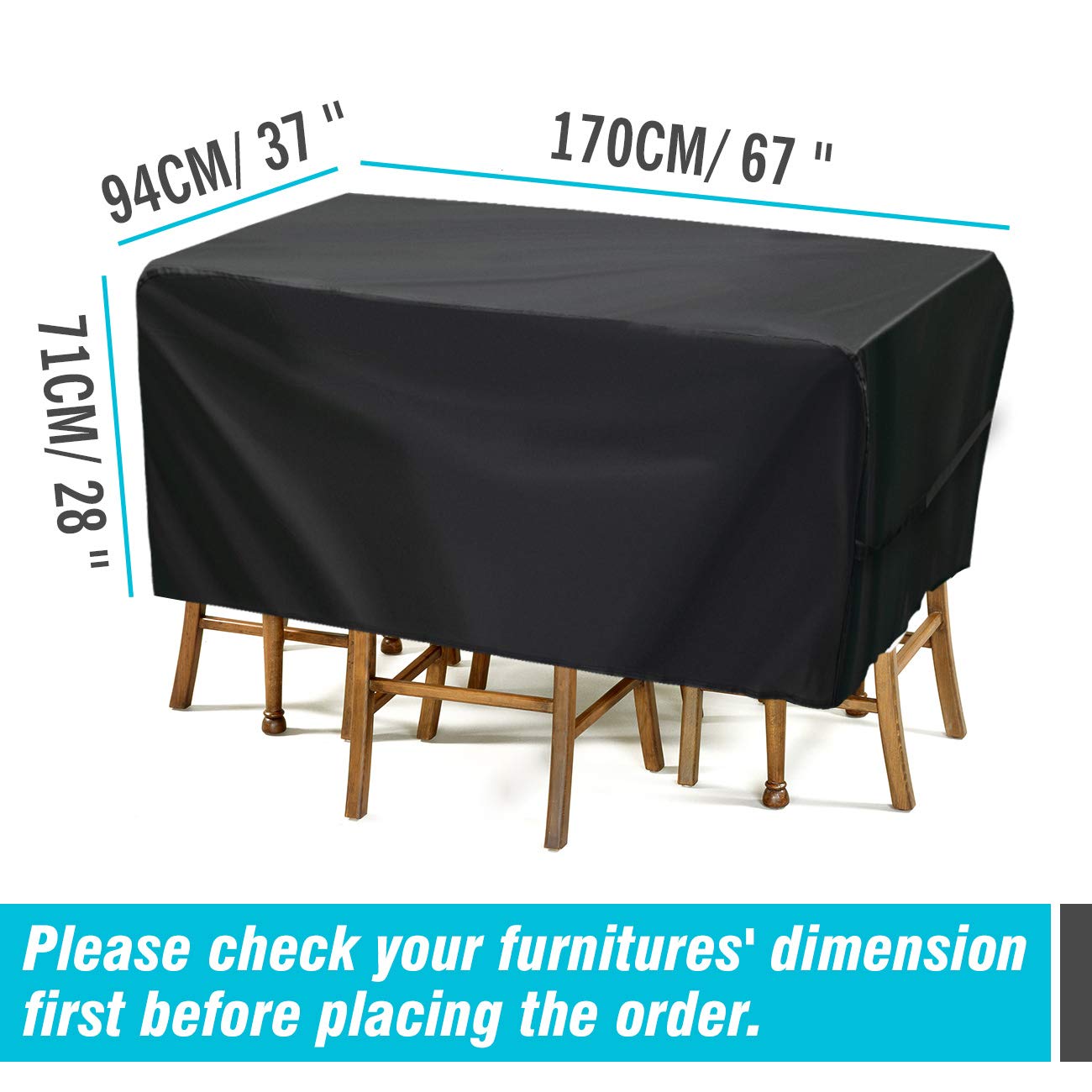 Velway waterproof Oxford fabric shields outdoor furniture from rain and sun.