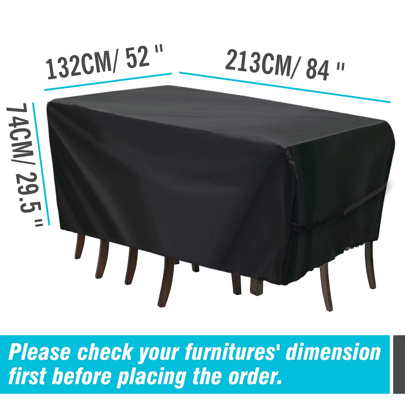 Velway all-weather protection shields a table from sun and rain.