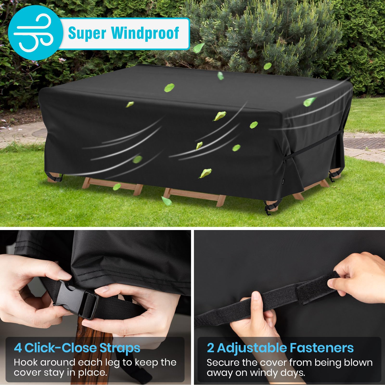 Velway cover features waterproof sealed seams to minimize water intrusion on rainy days.