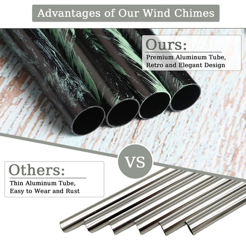 VENBEEL butterfly wind chime aluminum tubes detail highlights rustproof, long-lasting resonance.
