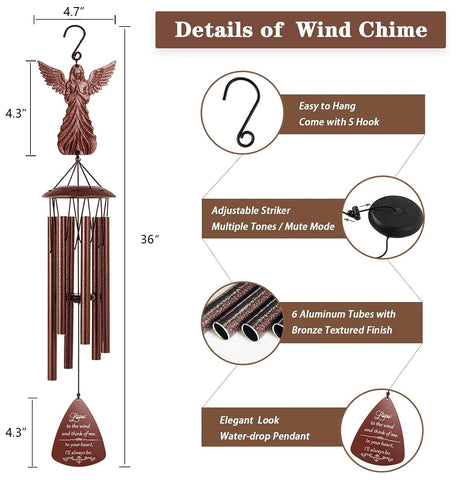 VENBEEL Condolence wind chime with card offers thoughtful sympathy.
