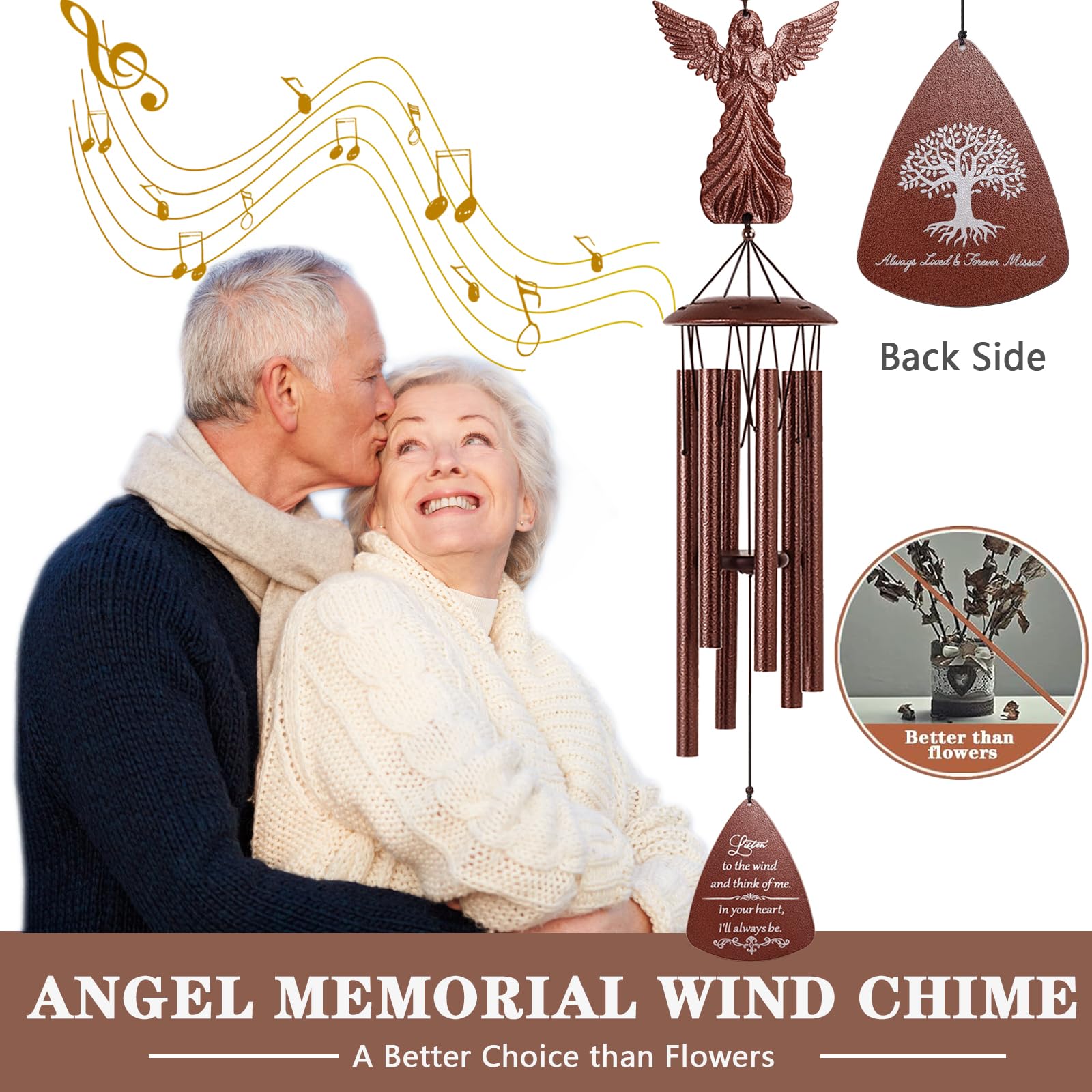 VENBEEL Memorial wind chime in garden emits soothing tones with breeze.