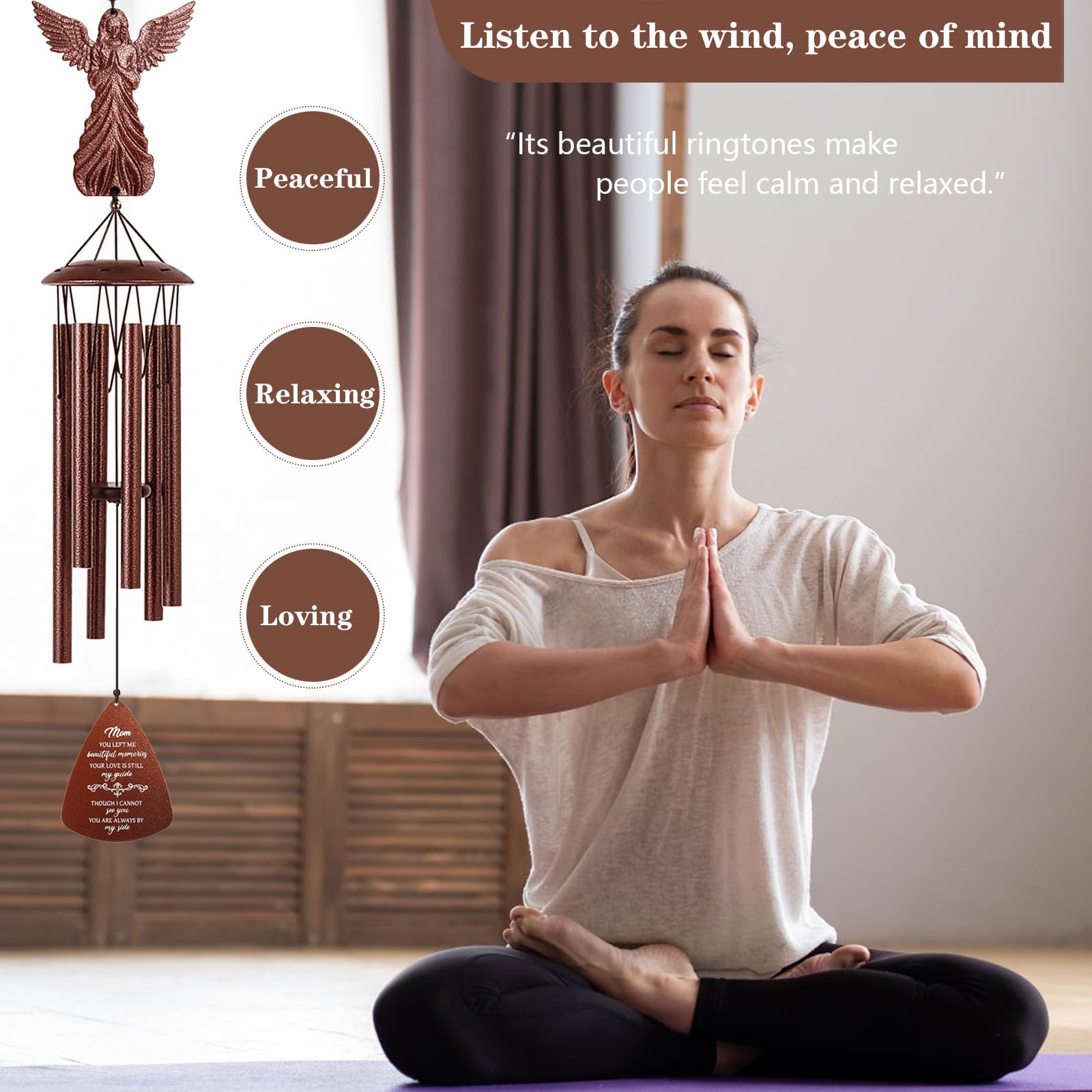 VENBEEL Mom Memorial Wind Chimes in the garden display bring soft, reflective sounds.