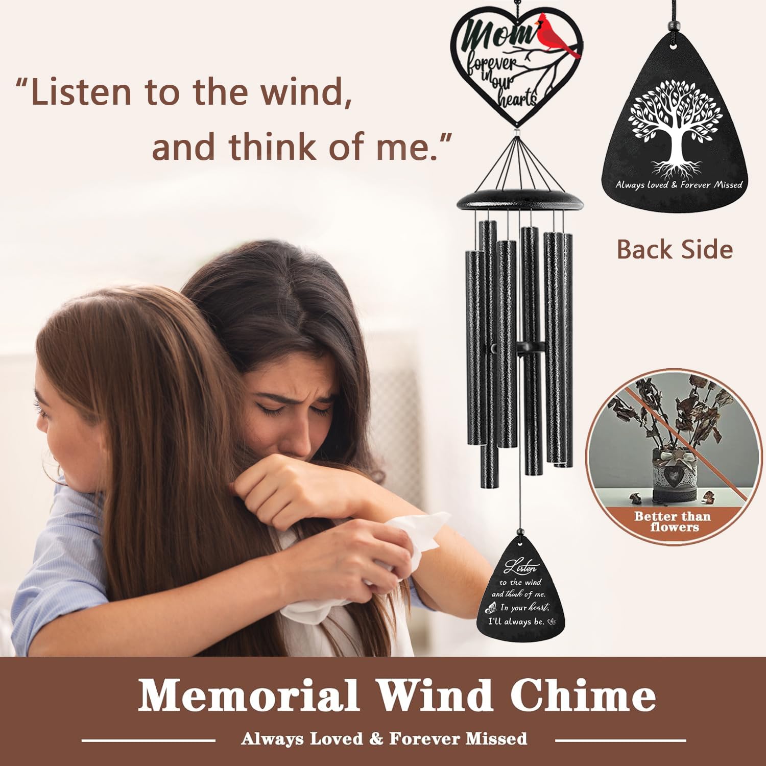 VENBEEL wind chime cardinal detail inspires memories in garden