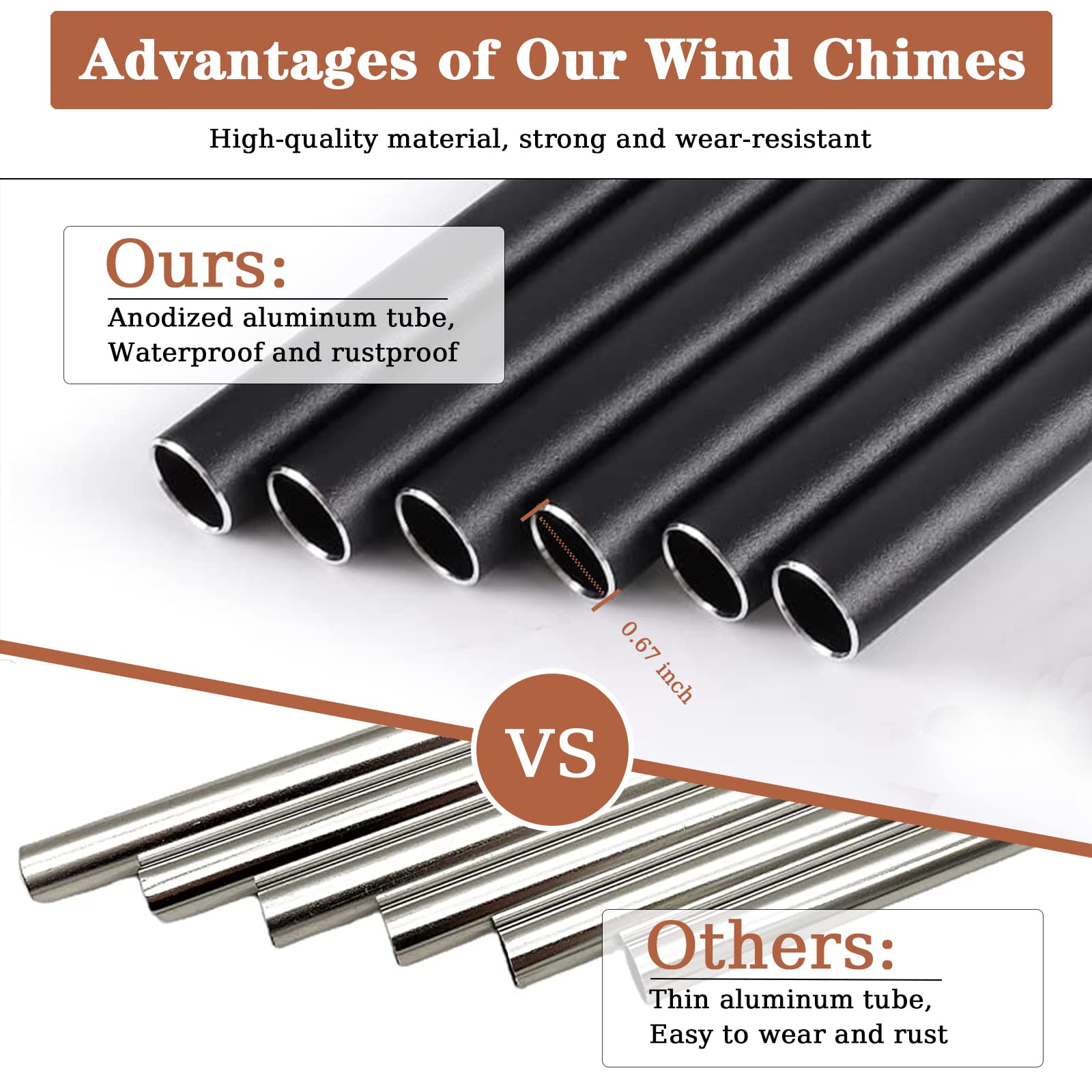 VENBEEL wind chime sways softly, producing melodic tones outdoors