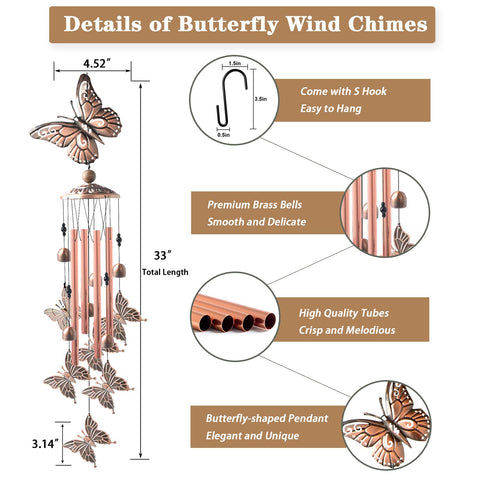 VENBEEL butterfly wind chime enhances butterfly-themed garden
