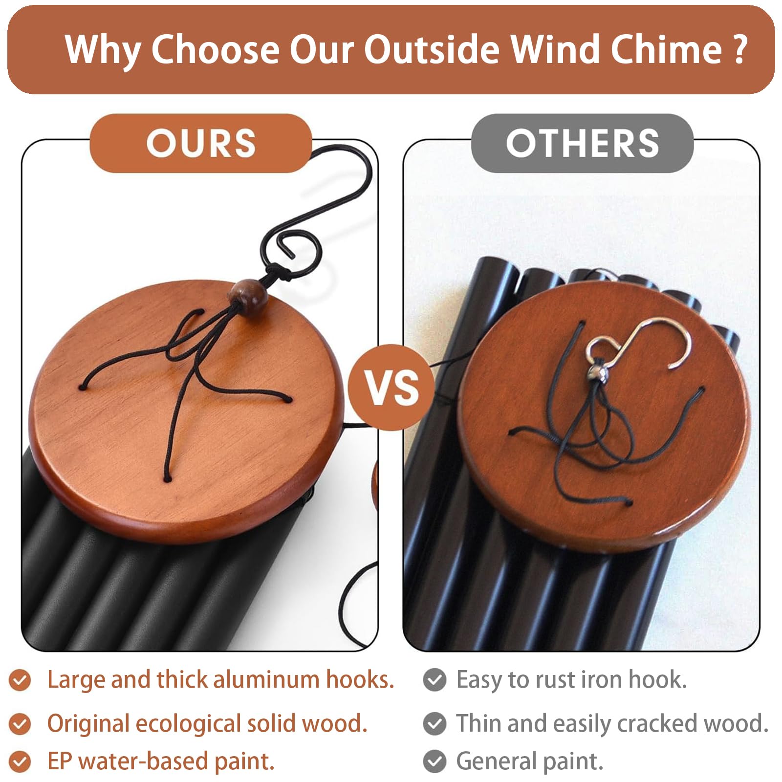 VENBEEL wind chimes with tuner and adjustable strike plate for melody control.
