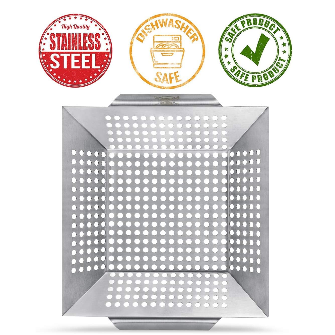 Vencino grill baskets on grill maximizing space for veggies