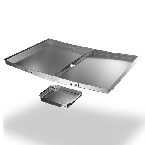 Vencino stainless steel drip tray 24-30 inch fits 4/5-burner grills; durable and easy to clean.