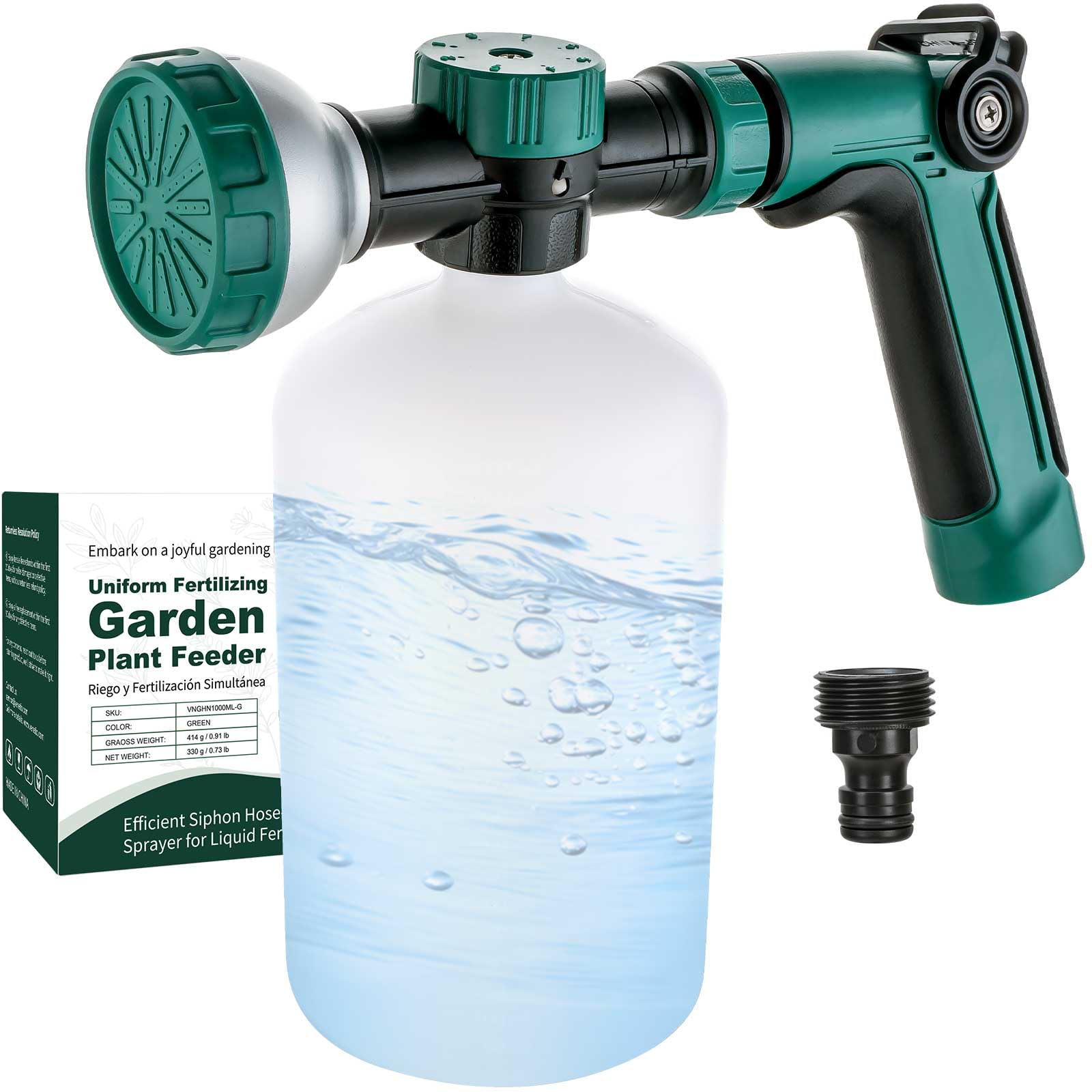 Venetio 8-dial hose end sprayer with 34oz bottle for even liquid distribution