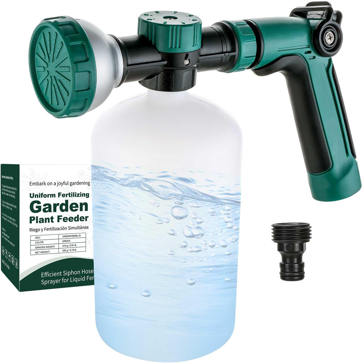Venetio 8-dial hose end sprayer with 34oz bottle for even liquid distribution