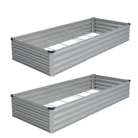 Vengarus 2-pack galvanized raised bed front view highlights sturdy construction for durable outdoor gardening.