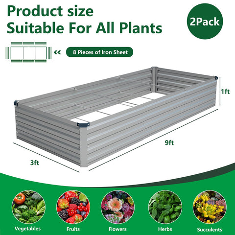 Vengarus 2-pack galvanized raised bed side view shows two modular planters for flexible layouts.