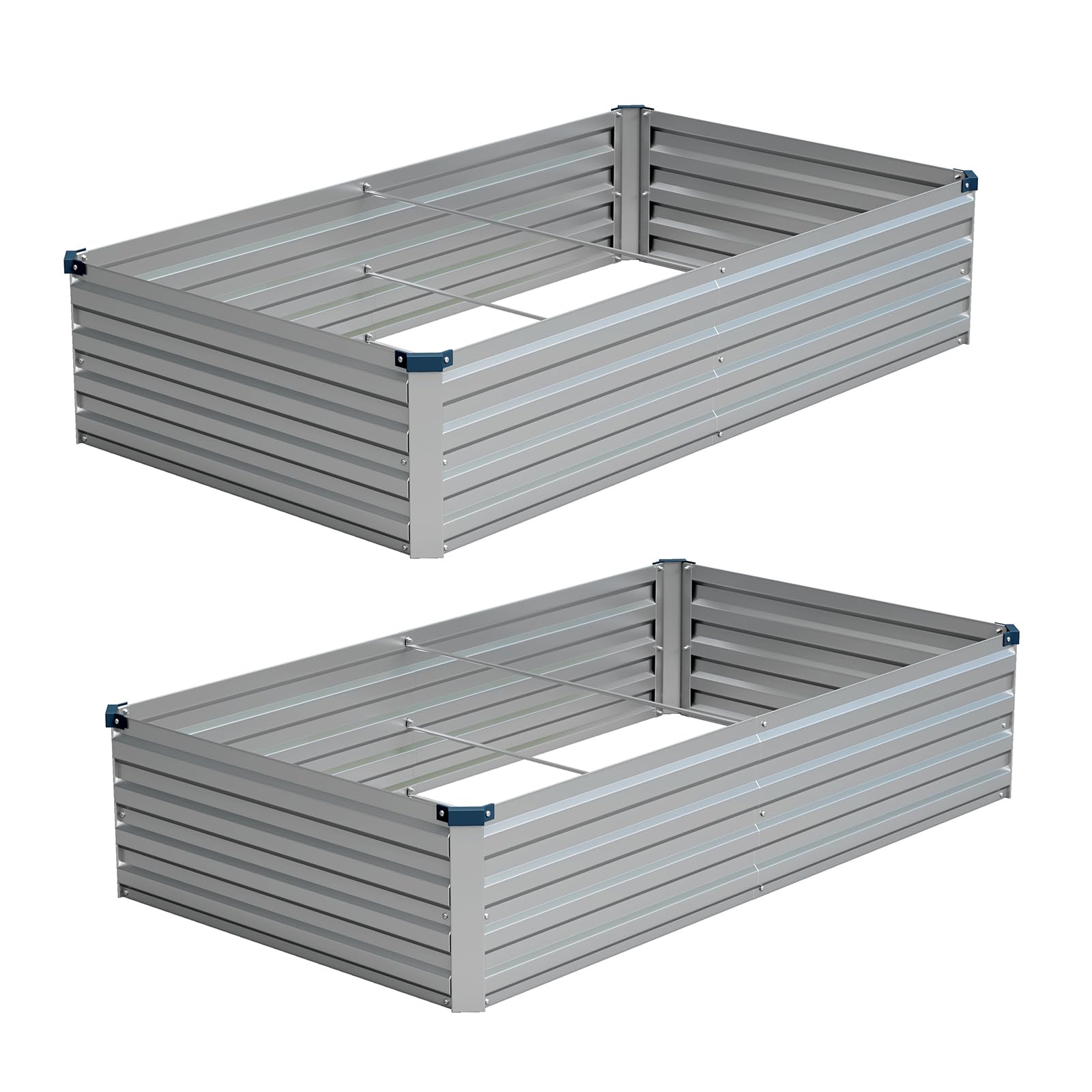 Vengarus galvanized raised bed assembly showing two planters for easy backyard setup