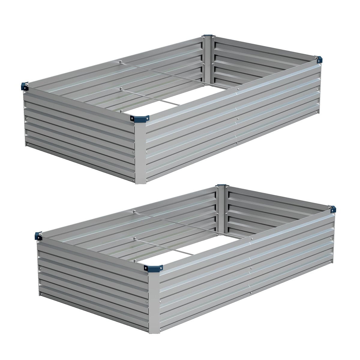 Vengarus galvanized raised bed assembly showing two planters for easy backyard setup