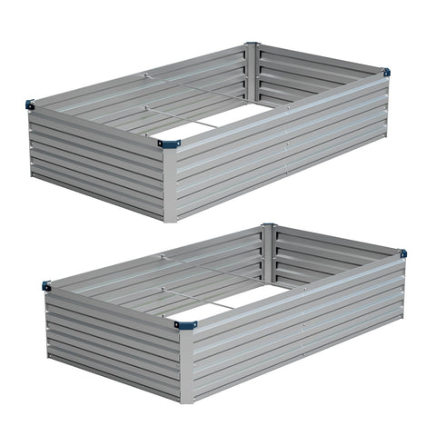 Vengarus galvanized raised bed assembly showing two planters for easy backyard setup