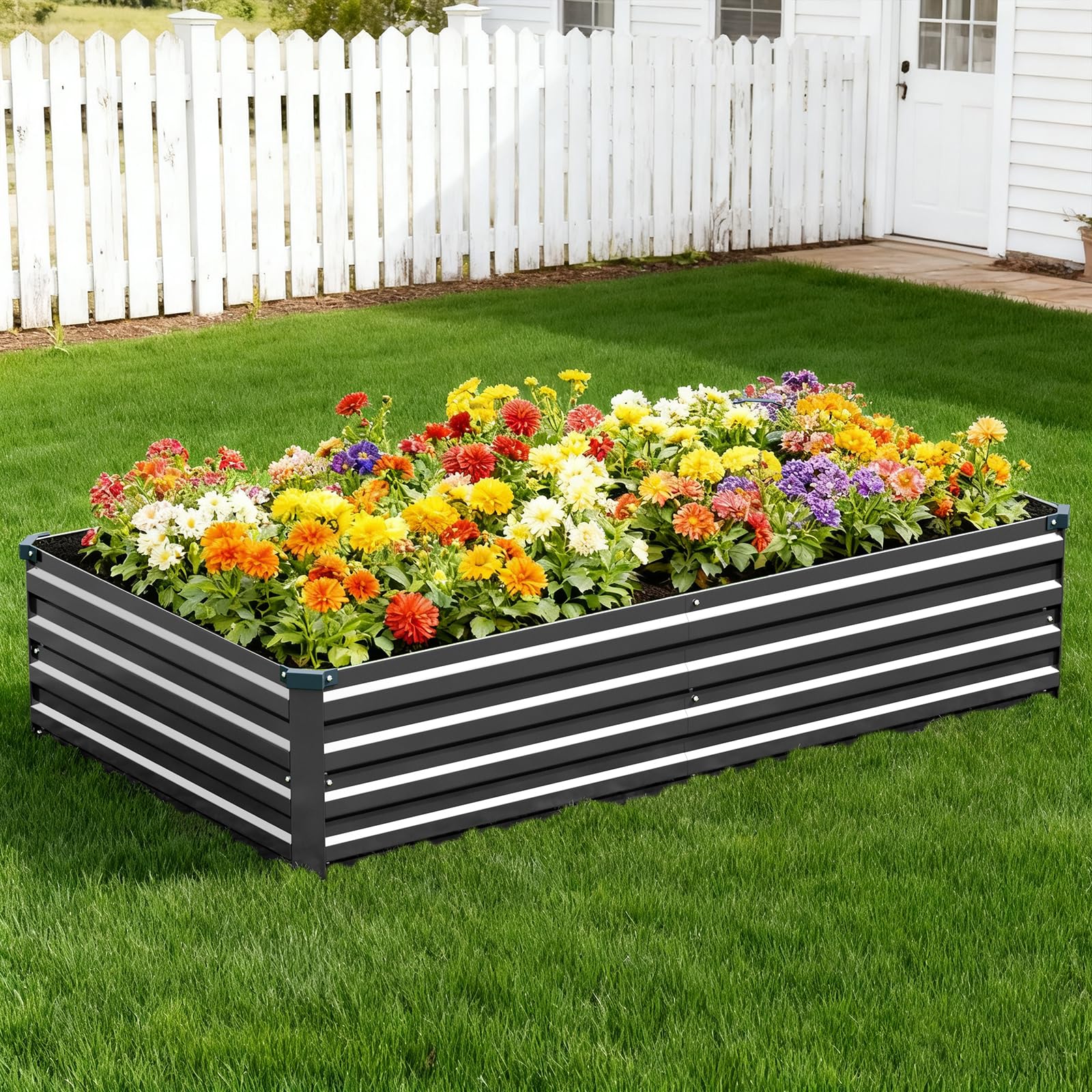 Vengarus black finish adds a sleek garden aesthetic.