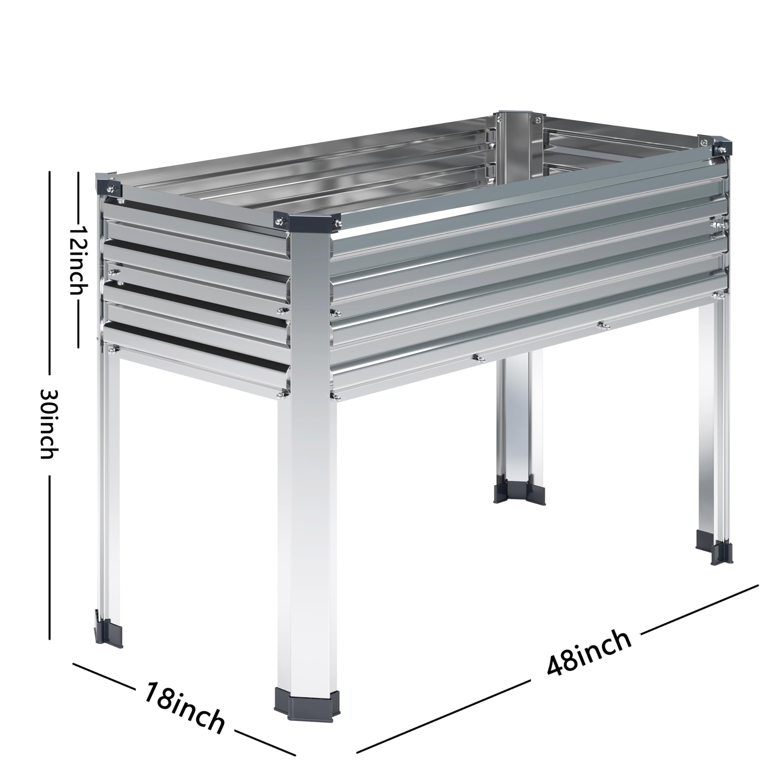 Vengarus galvanized raised bed with sturdy legs in an outdoor setting.