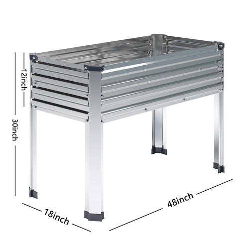 Vengarus galvanized raised bed with sturdy legs in an outdoor setting.