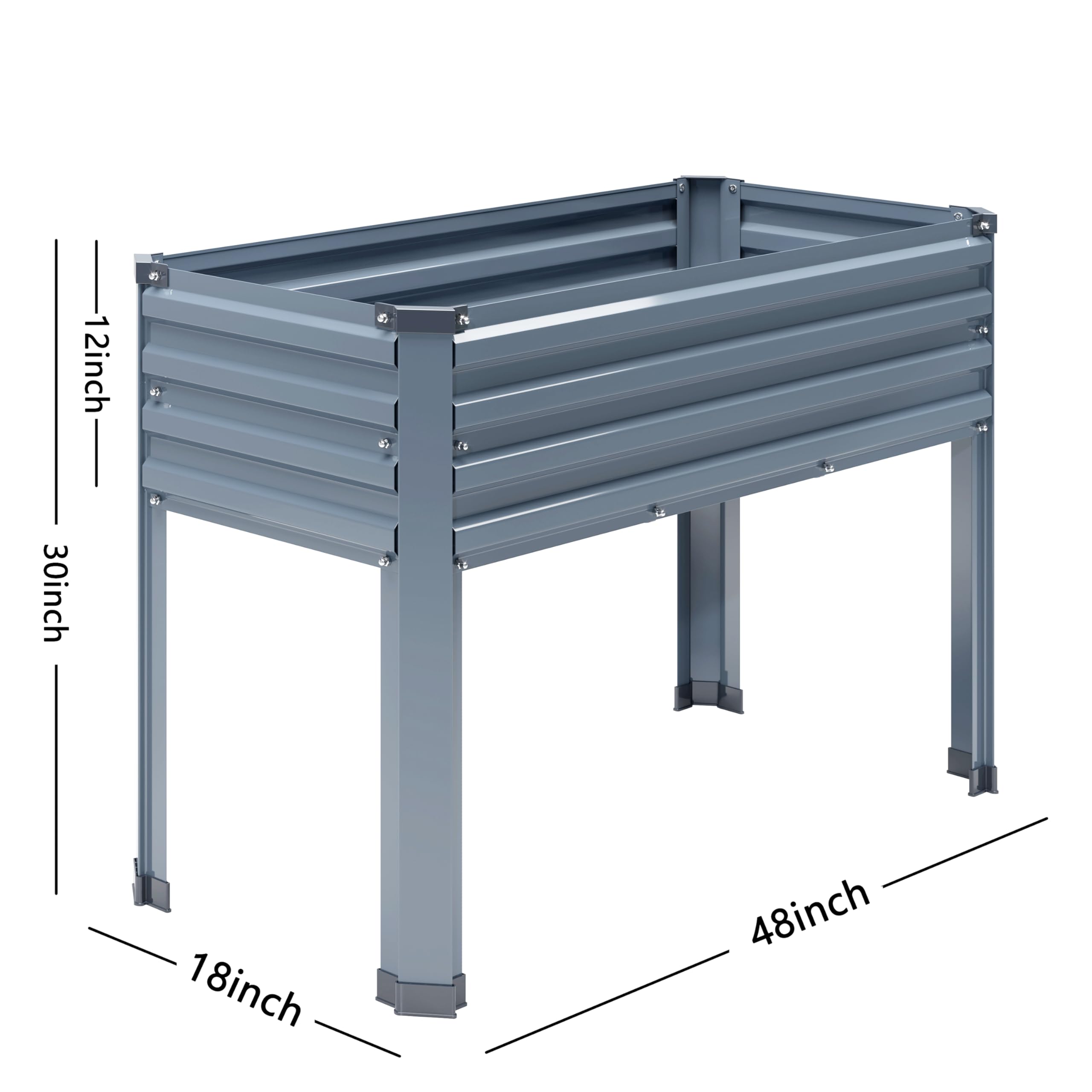 Corner pads protect users on the raised garden bed