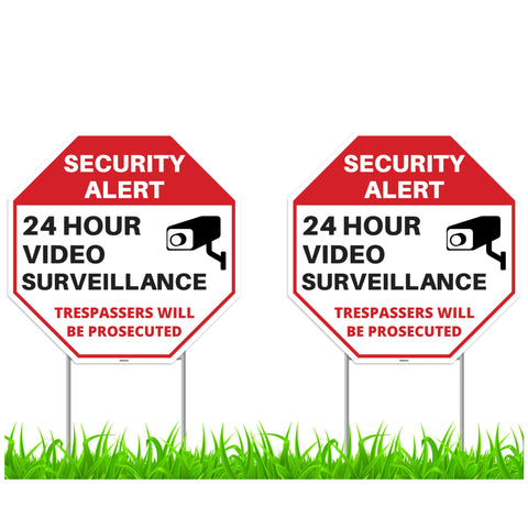 Venicor 24hr video surveillance sign with stake boosts property visibility.