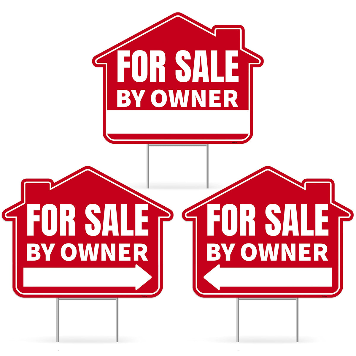 Venicor 3PC FSBO sign front view with bold letters for high yard visibility.