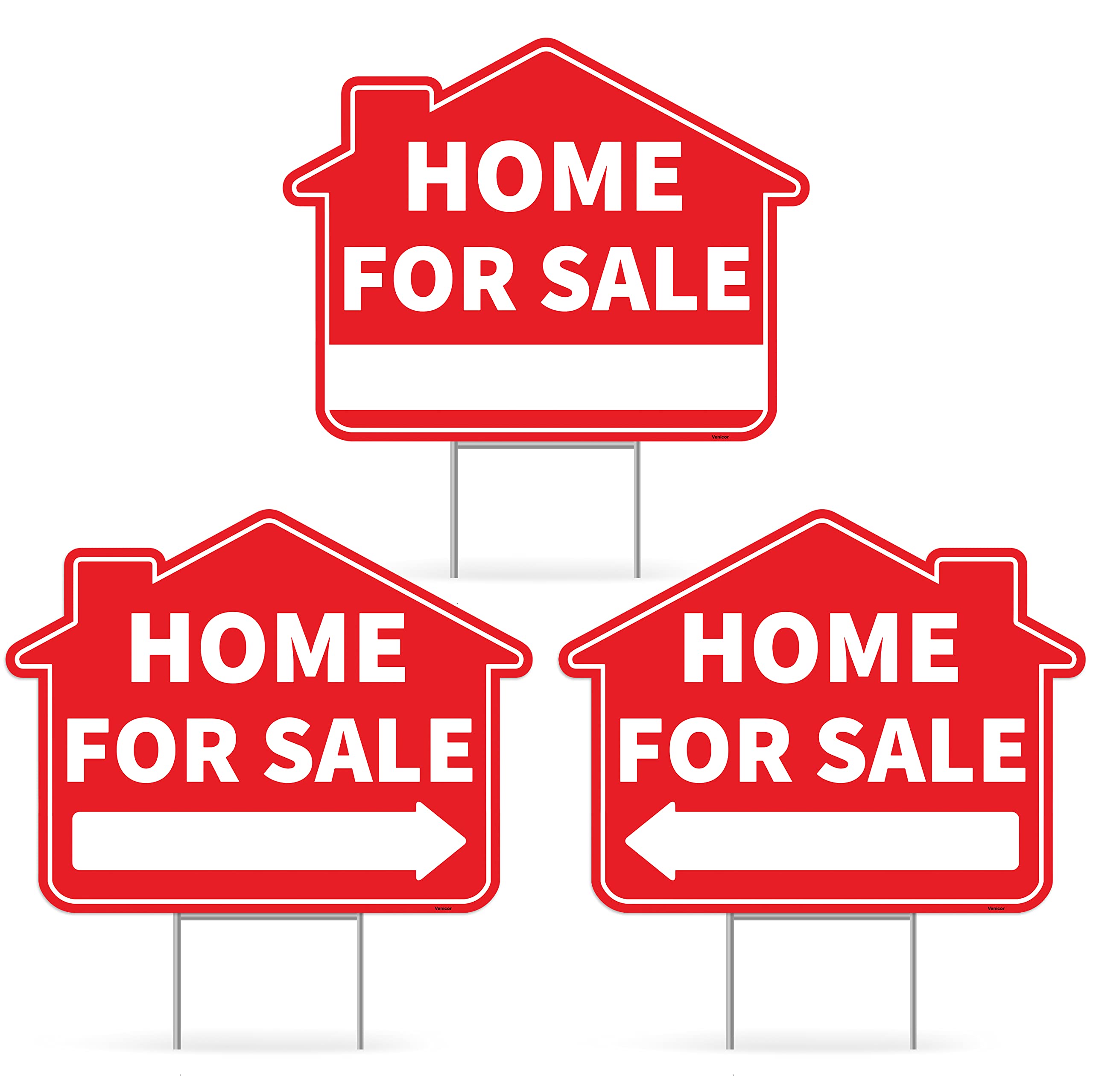 Venicor 3PC Home for Sale sign 17x13, front view boosts curb visibility and appeal.
