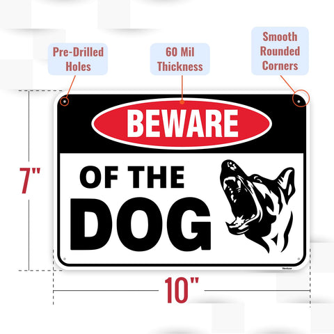 Venicor Beware of Dog sign for outdoor gates highlights safety with sturdy mounting.