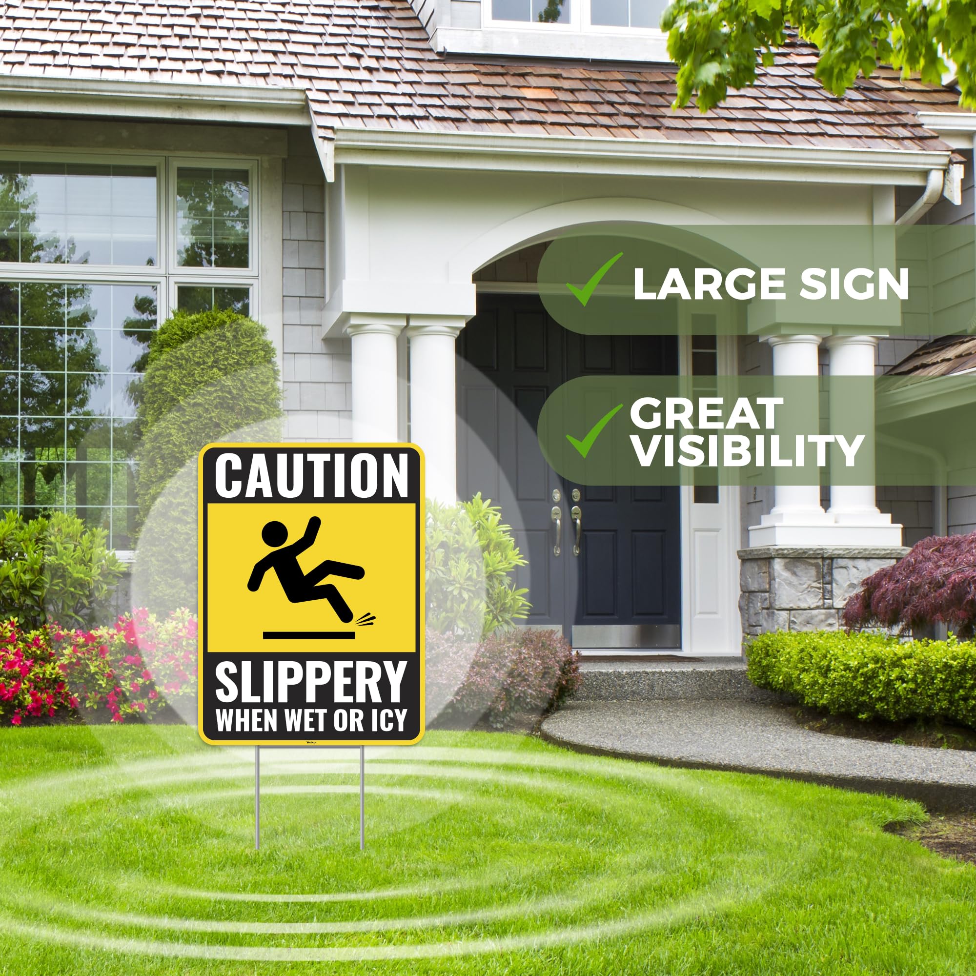 Venicor yard sign displayed in a driveway captures attention.