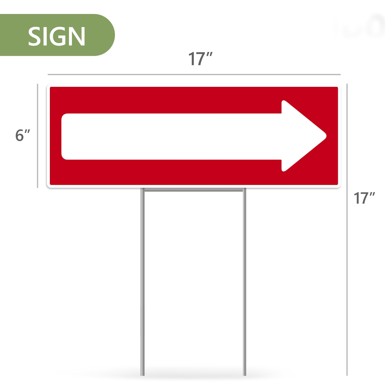 Venicor arrow sign with stake installed for quick setup