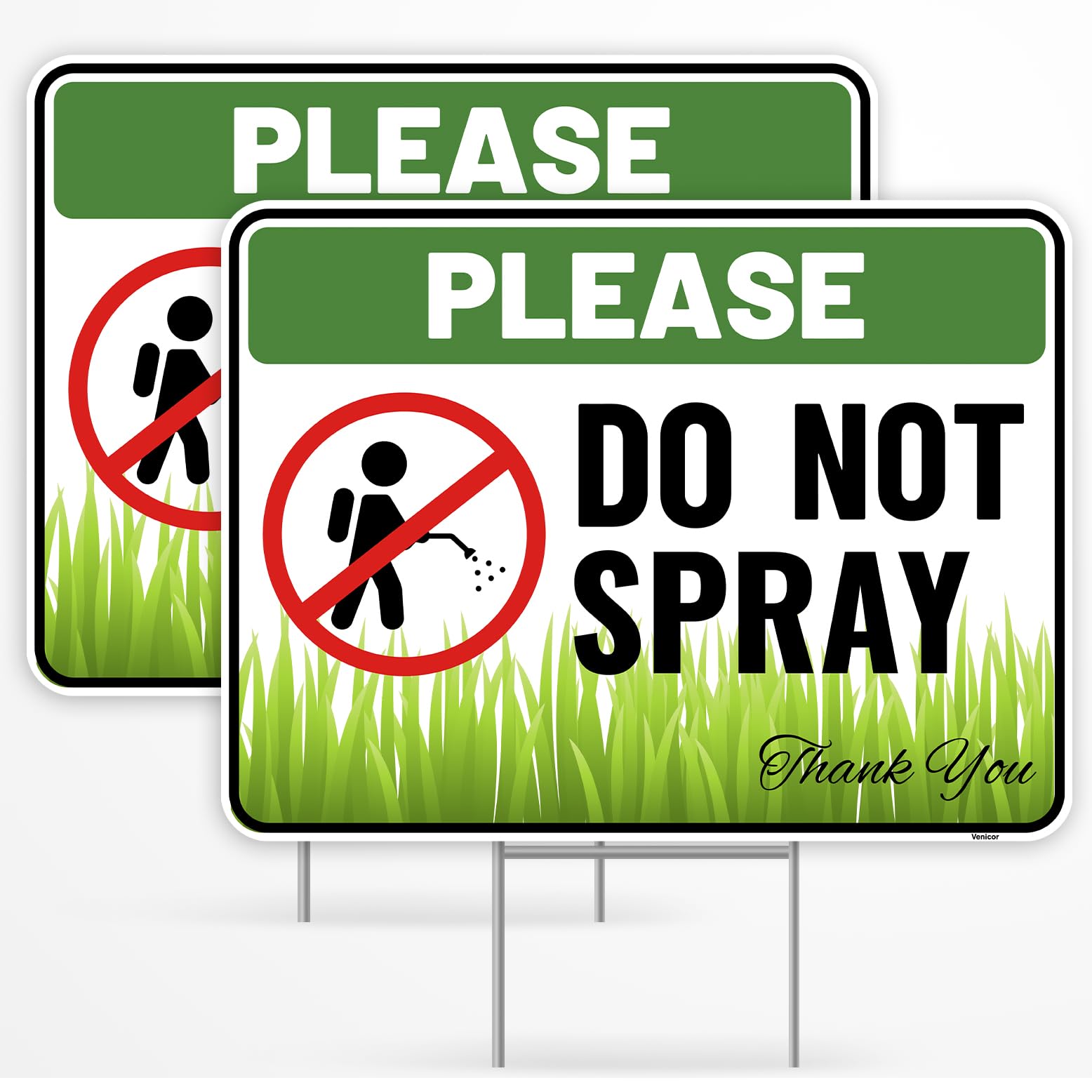 Venicor do-not-spray-sign-12x9 front view enhances outdoor visibility for no-spray zones.