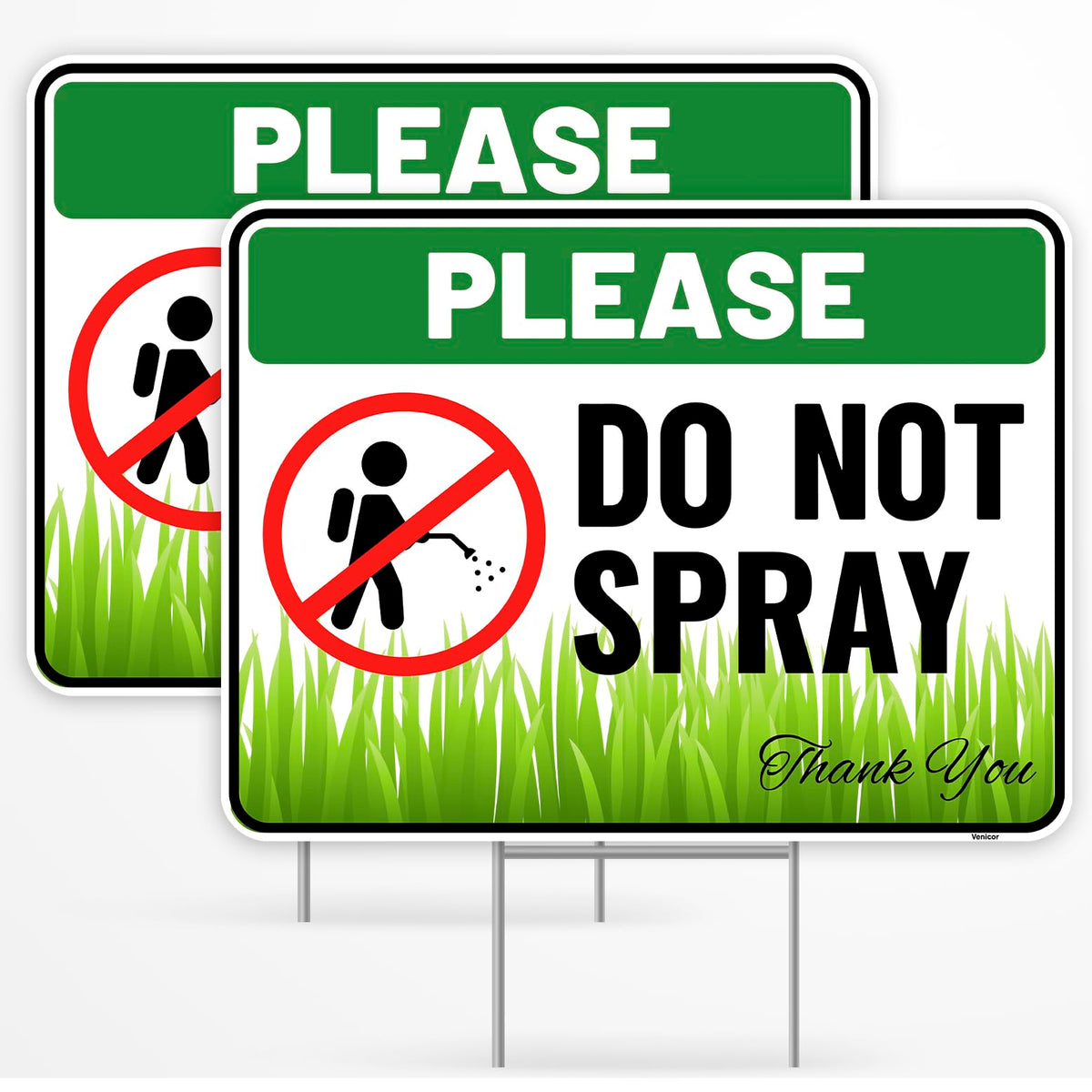 Venicor do-not-spray-sign-12x9 front view enhances outdoor visibility for no-spray zones.