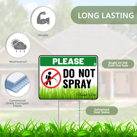 Venicor do-not-spray-sign-stake-assembly shows quick setup with metal ground stakes.