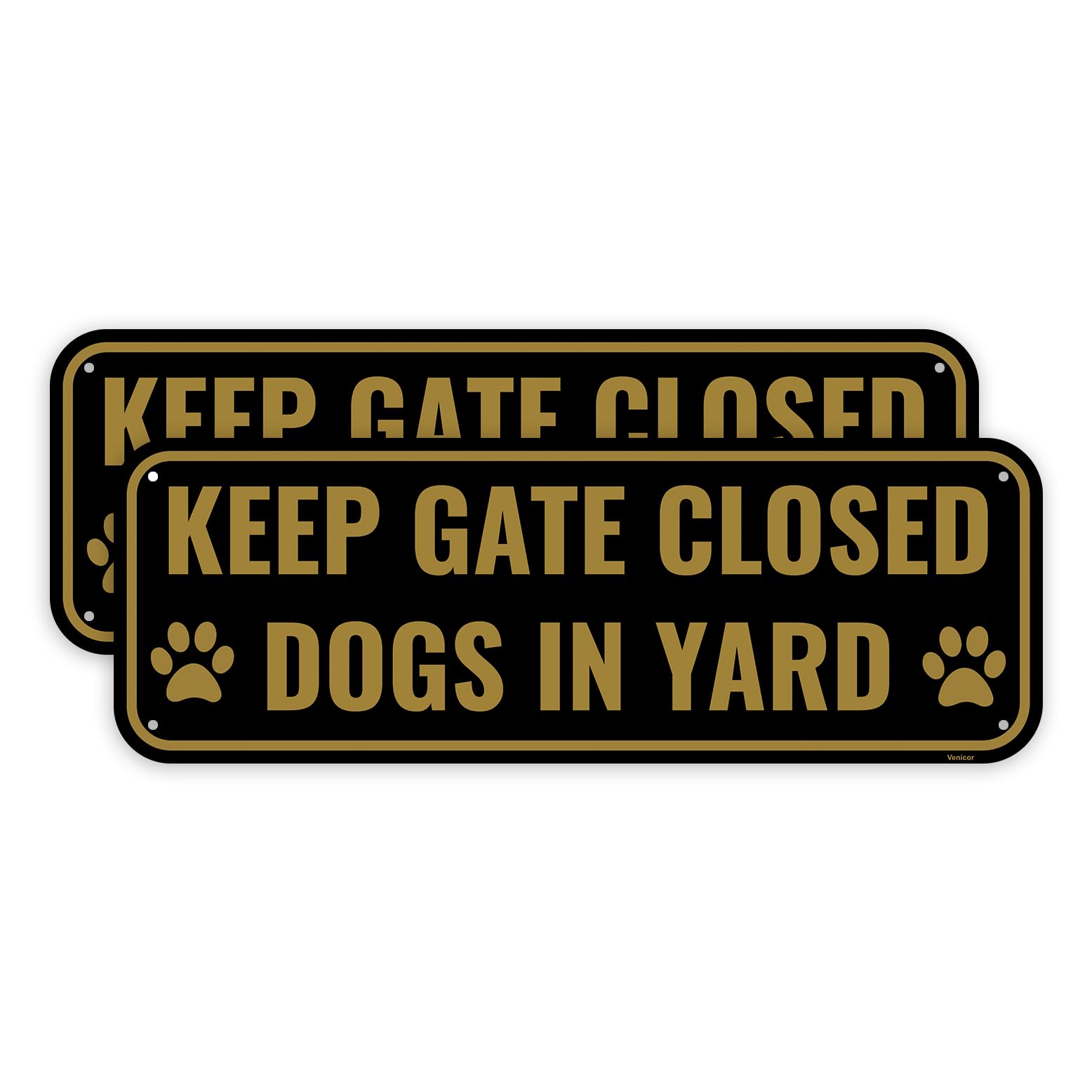 Venicor dog-in-yard sign in bright colors for easy gate reminder outdoors